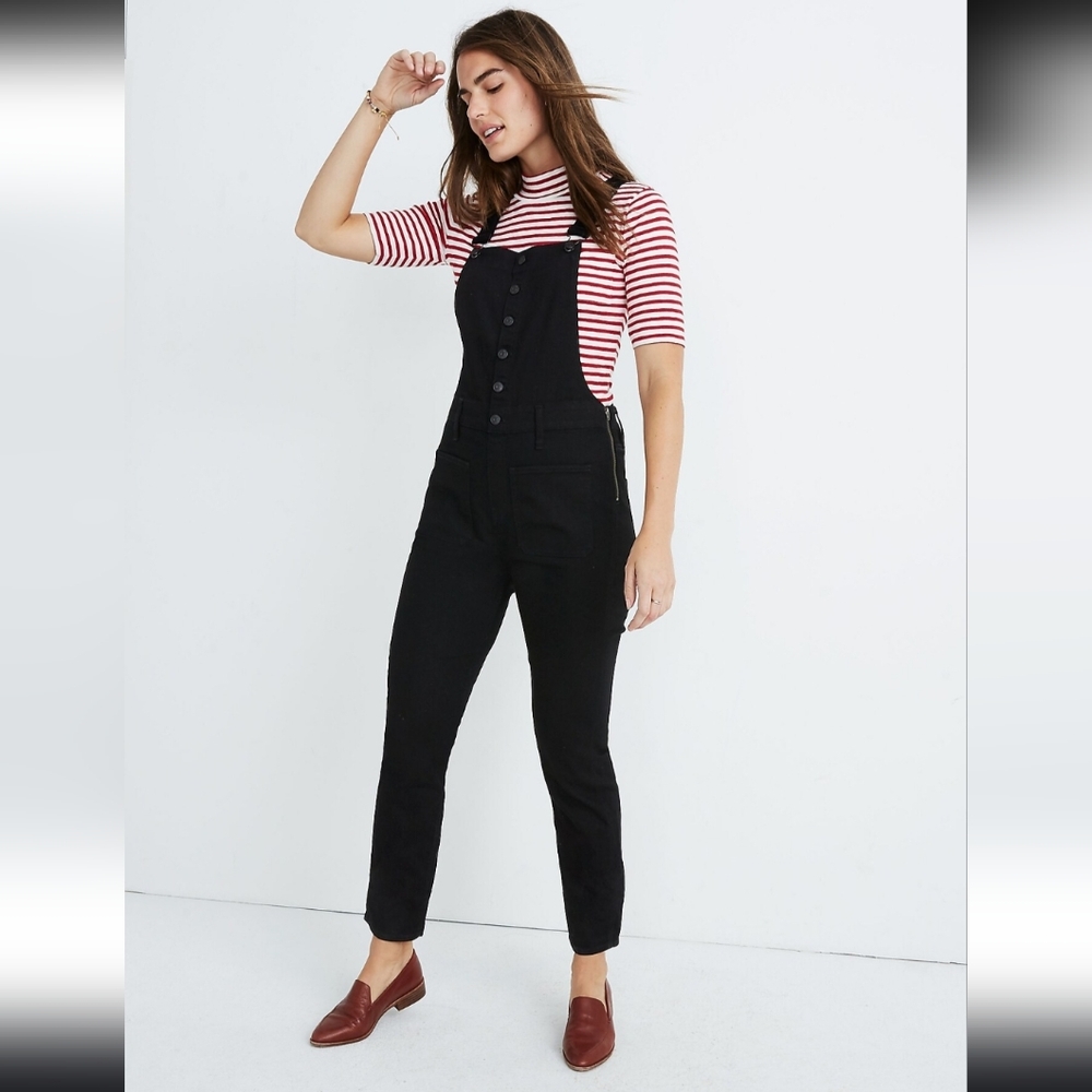 Madewell Small Black Frost Skinny Overalls Button Front Edition Adjustable Sexy